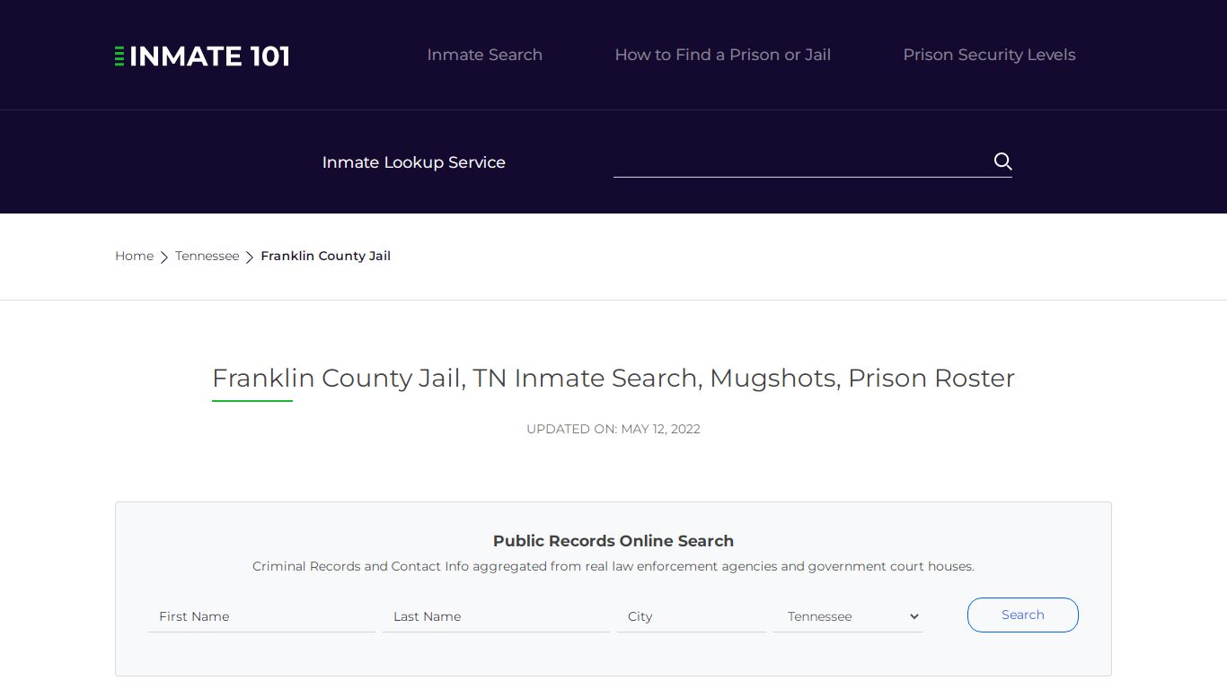 Franklin County Jail, TN Inmate Search, Mugshots, Prison ...