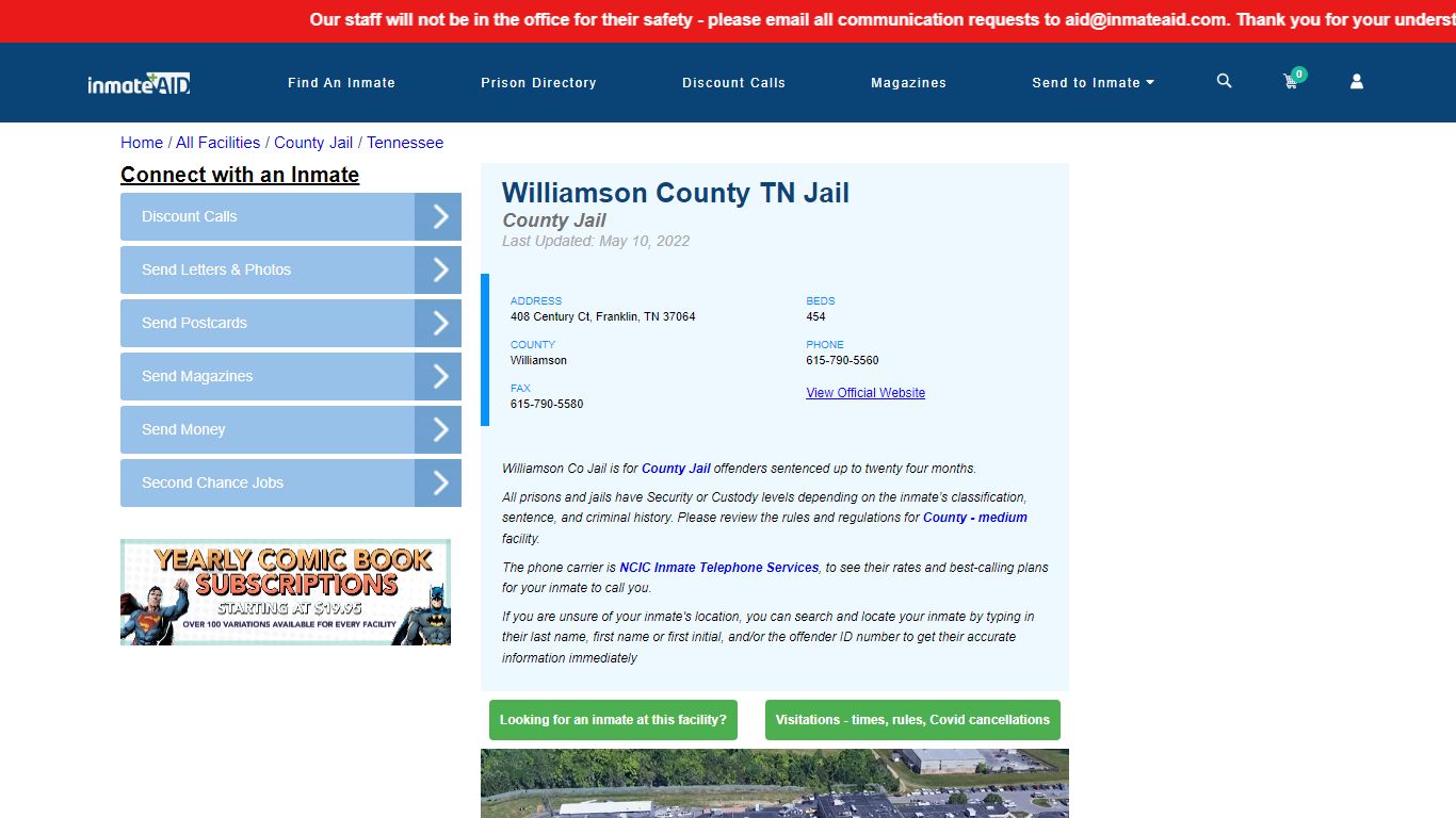 Williamson County TN Jail - Inmate Locator - Franklin, TN